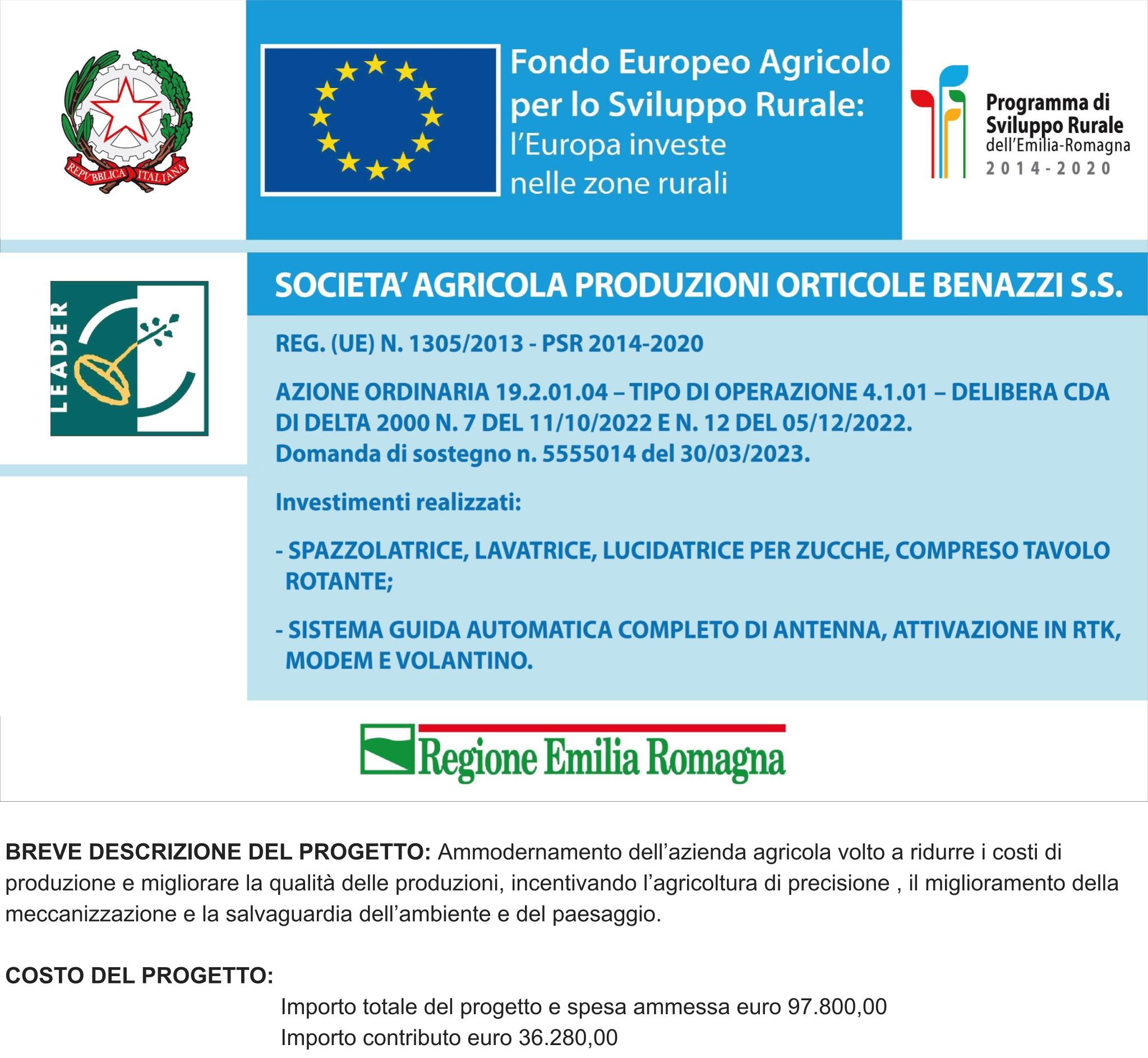 Certificazione Programma Rurale rif. Agricola Benazzi